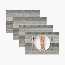 LUXEHOME INTERNATIONAL Grey & White 2 Pieces Textured Anti-Skid Table Placemats image 5