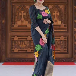 PHEASANT Floral Printed Art Silk Saree image 3