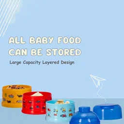 Adore Blue & Red Kids 3 Layered Spill Proof Milk Powder Container image 4