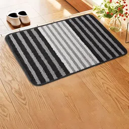 Kuber Industries Grey & Black 6 Pieces Textured Striped Doormats image 4