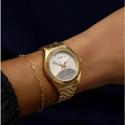 Timex Women Embellished Dial & Stainless Steel Bracelet Style Straps Analogue Watch TW2Y20300IK image 2