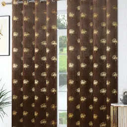 Galaxy Home Decor Brown 2 Pieces Self Design Room Darkening Long Door Velvet Curtains-picture-38