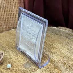 ABDESIGNS Silver Toned & Transparent Lord Ganesha Table Photo Frame image 3