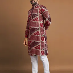 GAUMUKHI CREATION Men Geometric Printed Jacquard Kurta image 2