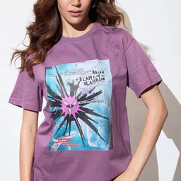 The Roadster Lifestyle Co. Women Graphic Printed Round Neck Cotton Oversized T-shirt-image-96