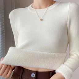 HERE&NOW Women Pullover with Fuzzy Detail image 5