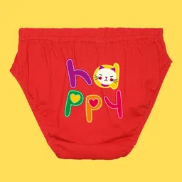 NUSYL Girls Pack Of 5 Cute Teddy & Happy Text Printed Pure Cotton Basic Briefs NUGCBRFPO5. image 3