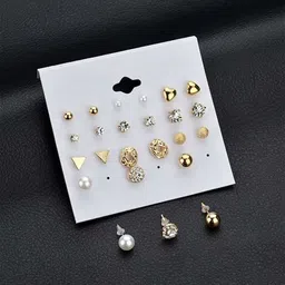 PolluxCraft Set Of 12 Korean Gold-Plated Pearls Beaded Circular Studs image 5