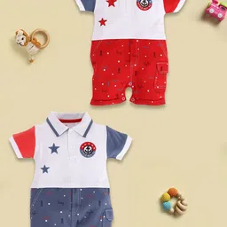 BABY GO Infant Boys Pack Of 2 Printed Pure Cotton Rompers-picture-37