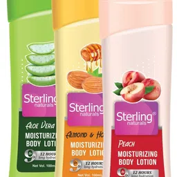 Sterling Naturals Set Of 3 Peach- Aloevera & Almond Moisturizing Body Lotion- 100 ml Each image 5