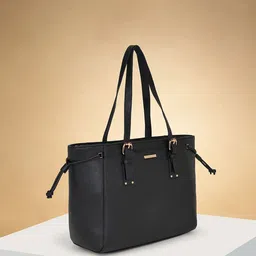 Forever Glam by Pantaloons Colourblocked PU Oversized Structured Tote Bag with Tasselled-picture-48