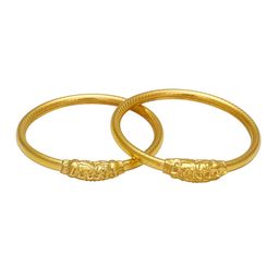 MEMOIR Unisex Kids 2 Brass Antique Gold-Plated Kada Bracelet-picture-2