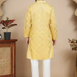 Jompers Geometric Embroidered Mandarin Collar Sequinned Straight Kurta With Pyjamas image 4