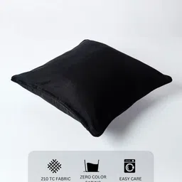 Aurave Black 2 Pieces Pure Cotton 210 TC Soft & Comfortable Square Cushion Covers image 5