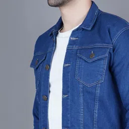 SZN Men Colourblocked Outdoor Denim Jacket with Patchwork image 4