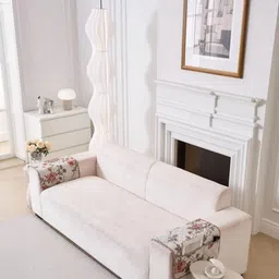 HOMETHREADS White & Cream-Coloured Printed Sofa Cover image 5