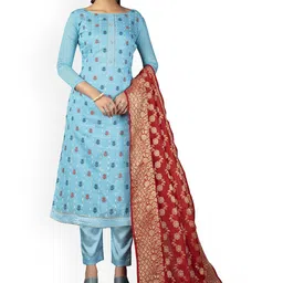 HERE&NOW Floral Woven Design Banarasi Jacquard Unstitched Dress Material-picture-54
