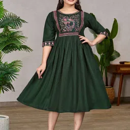 sheladiya Ethnic Motifs Embroidered Maternity Fit & Flare Midi Ethnic Dress image 2