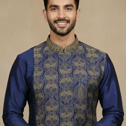 SOURAGYA Men Ethnic Motifs Thread Work Kurta image 2