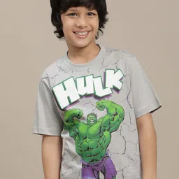 Kids Ville Boys Hulk Graphic Printed Round Neck Cotton T-shirt-image-41
