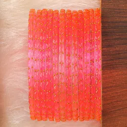 KOTTIAR CREATIONS Set Of 12 Beaded Glass Bangles-image-4