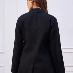 StyleStone Notched Lapel Single-Breasted Denim Blazer image 3