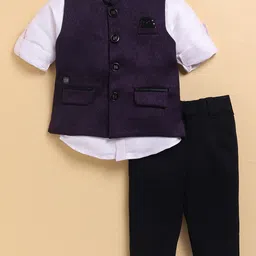 LITTLE COLLARS Boys Band Collar Shirt With Trouser & Waistcoat-image-9