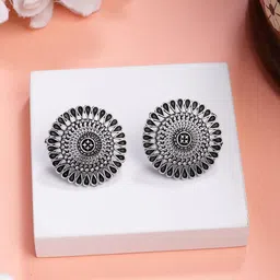 Anouk Set Of 3 German Silver-Plated Traditional Oxidised Dome Shaped Jhumkas image 2