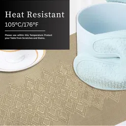 LUXEHOME INTERNATIONAL Brown 6 Pieces Wave Textured Anti-Skid Table Placemats image 5