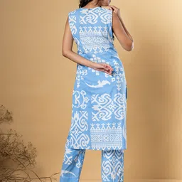 Readiprint Ethnic Motifs Printed Sleeveless Pure Cotton Straight Kurta & Trousers image 4