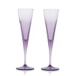 pasabahce V-Line Champagne Flute Stem Glass 150 ml 2 Pcs Set Purple image 2