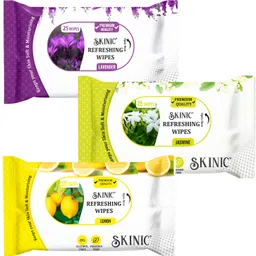skinic Refreshing Wet Tissue Combo- Lemon, Lavender, Jasmine-3 Packs×25 Wipes-picture-45