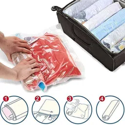 miraj Vacuum Storage Bags with Hand Pump I Reusable Airtight Zip lock Space Saver Bag High Volume Storage Vacuum Bags image 4