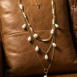 MANSIYAORANGE Brass Gold-Plated Layered Necklace-image-75