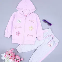 V-Mart Girls Printed Hooded Sweatshirt With Joggers-picture-30