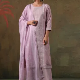 DIVASTRI Women Purple Viscose Rayon Floral Printed Kurta with Trousers & With Dupatta-picture-15