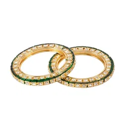 FIROZA Set Of 2 Gold-Plated Kundan Studded Bangles image 3