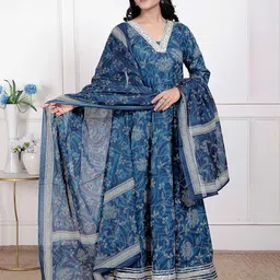 MIRAVAN Floral Printed Gotta Patti Ethnic Dresses image 5
