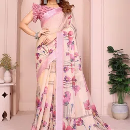 Kalista Floral Linen Blend Saree-image-65
