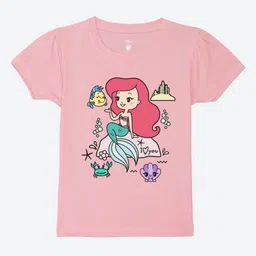 YK Disney Girls Disney Princess Graphic Printed Round Neck Cotton T-shirt-picture-10