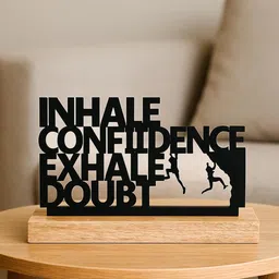 MARKET99 Black & Brown Textured Metal & Wooden Inspirational Quote Showpiece-image-61