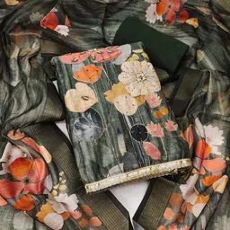 HERE&NOW Floral Embroidered Beads And Stones Unstitched Dress Material-image-33