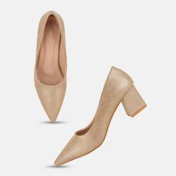 Rubeezz Women Textured Party Block Pumps image 4