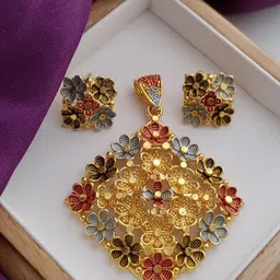 niva fashion Gold-Plated Alloy Pendant & Earrings-picture-14