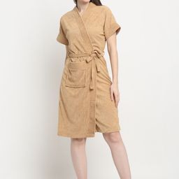 Creeva Rust Everyday Collection Brown Front Pocket Bath Robe-picture-7