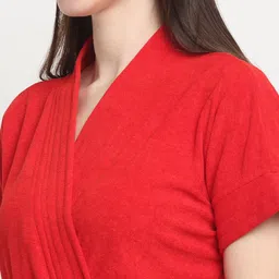 Creeva Everyday Collection Red Terry Cotton Front Pocket Bath Robe image 3