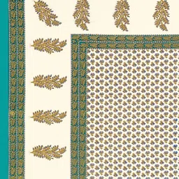 The Craft Monk Beige & Green Floral 210 TC Single Bedsheet with 1 Pillow Covers image 5