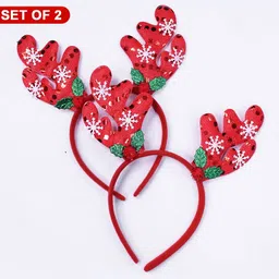 TIED RIBBONS 2-Pcs Red Christmas Reindeer Headbands image 3