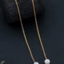 SZN Set Of 2 Gold-Plated Pearls Beaded Spherical Shaped Minimal Chains image 4