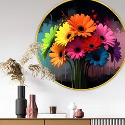 Myntra Elegant Homes Red & Blue Floral And Botanical Canvas Wall Art image 3